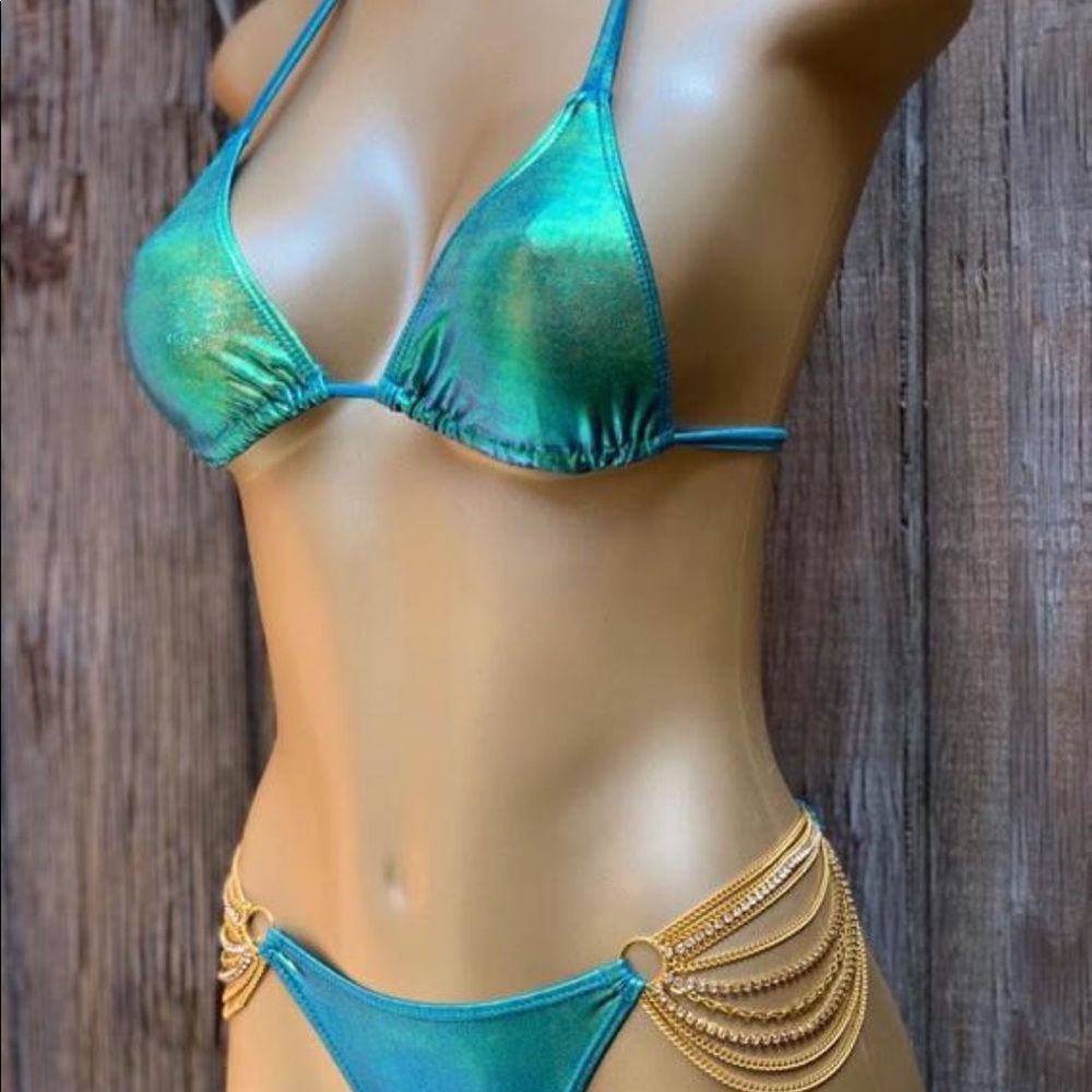 Sexy Cheeky Bikini Set With Rhinestone Chains